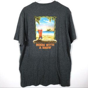 🍑3•4•$30 Tommy Bahama Gray Tee Room With A Brew